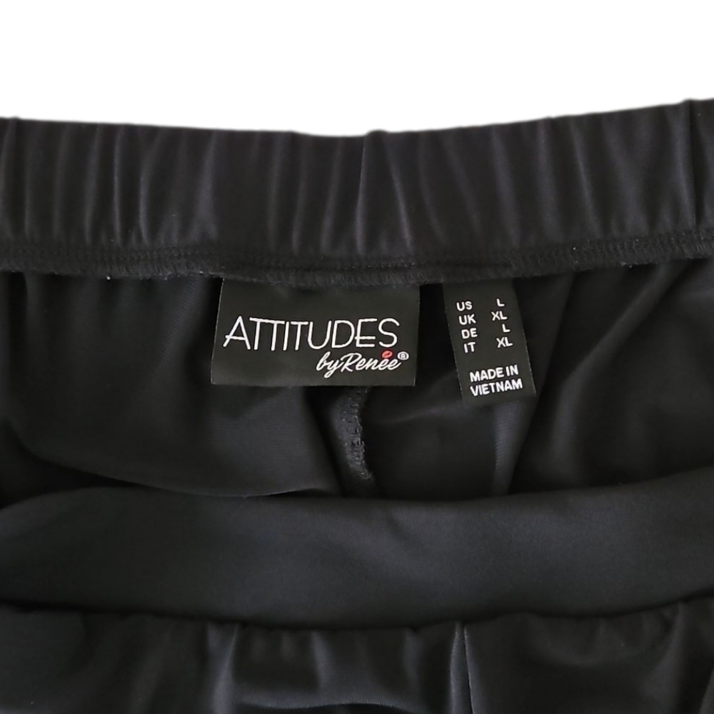 Attitudes By Renee Wide Leg Pants SZ L Black - Picture 3 of 7